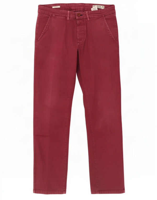 Мужские брюки-чиносы Jack & Jones Slim Fit W32 L30, бордовый хлопок