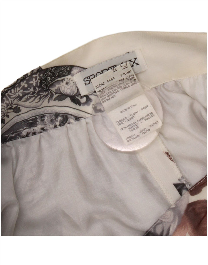 Sportmax Женская мини-расклешенная юбка с абстрактным узором UK 14 Medium W28 Белая