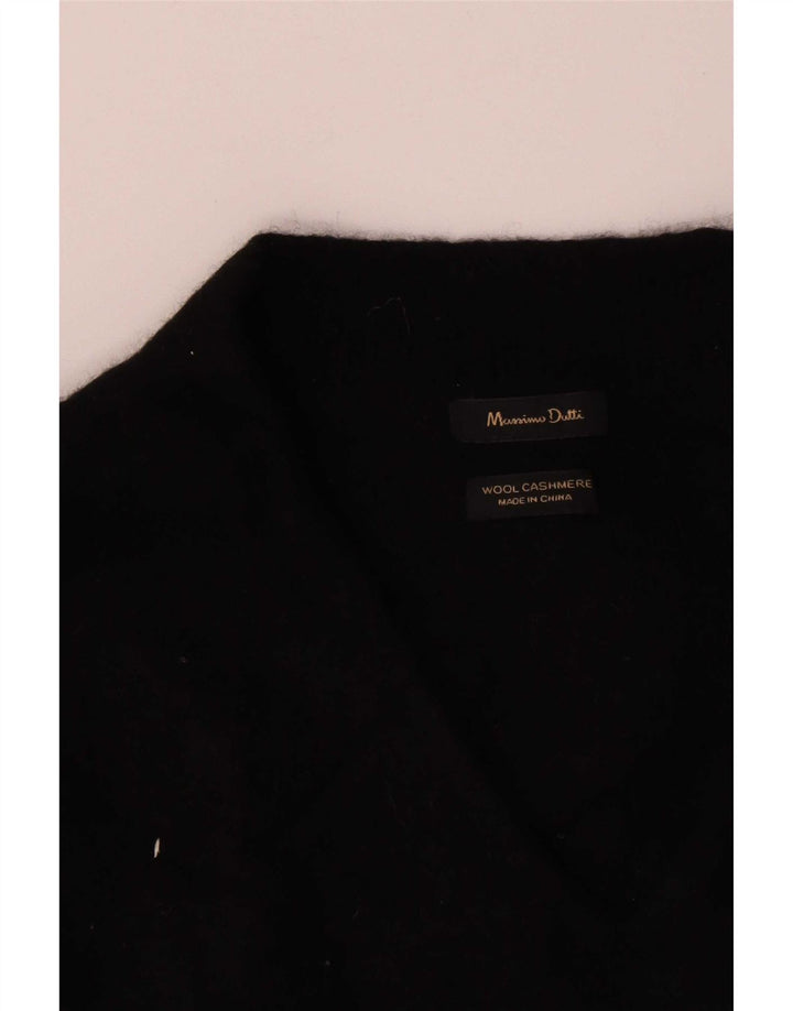 Женский джемпер с v-образным вырезом Massimo Dutti UK 10, маленький, черный, шерсть