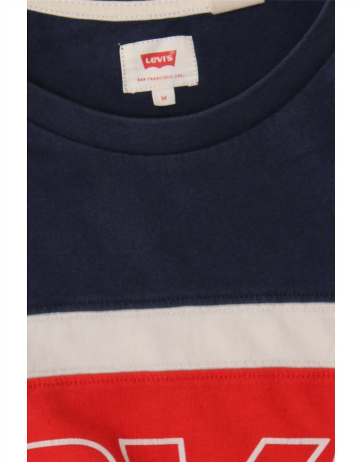 LEVI'S Mens Graphic T-Shirt Top Medium Navy Blue Colourblock Cotton Vintage Levi's and Second-Hand Levi's from Messina Hembry 