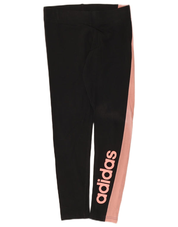 Женские леггинсы Adidas с рисунком, Великобритания, 12/14, средний черный, хлопок с цветными блоками