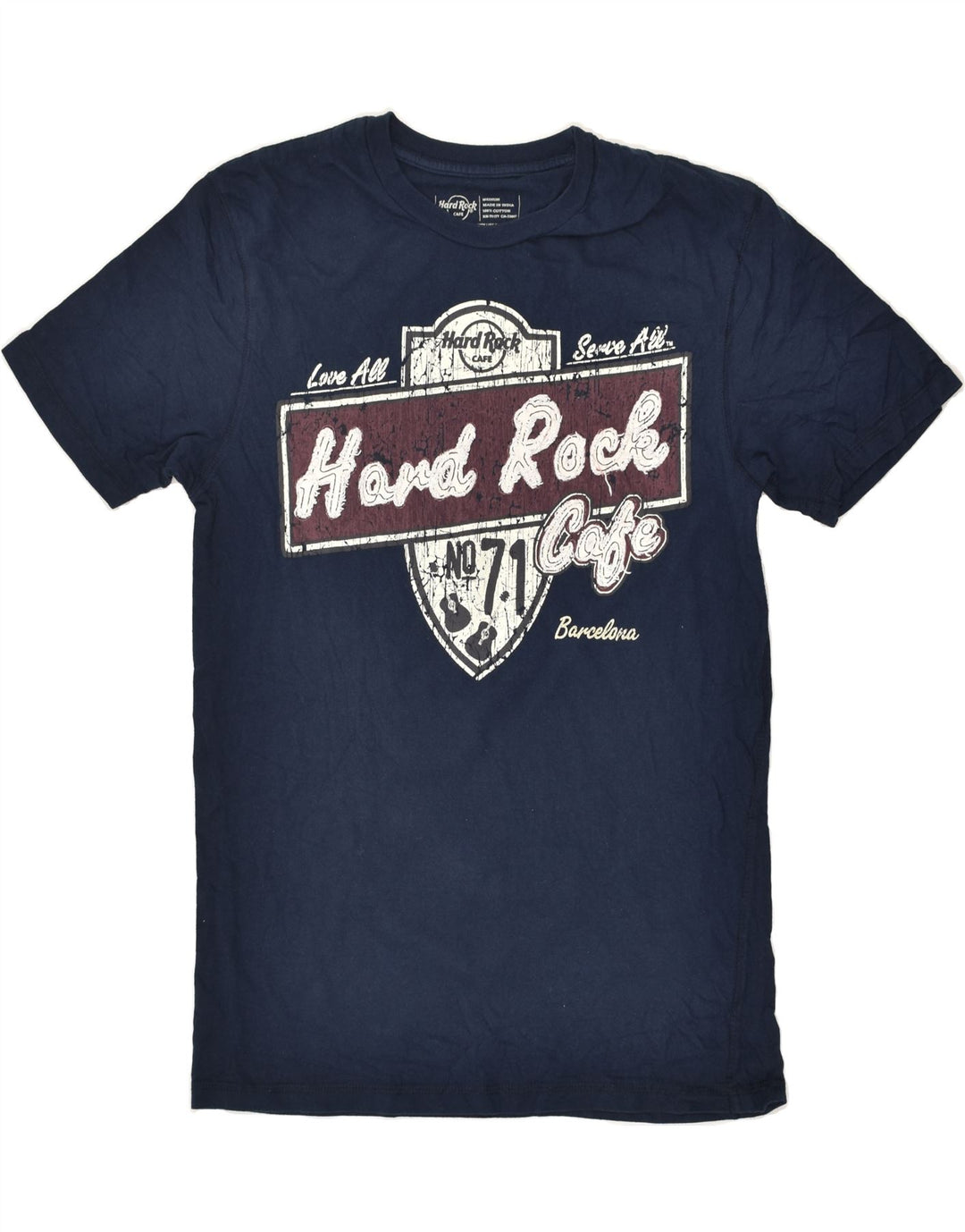 HARD ROCK CAFE Womens Barcelona Graphic T-Shirt Top UK 12 Medium Navy Blue | Vintage Hard Rock Cafe | Thrift | Second-Hand Hard Rock Cafe | Used Clothing | Messina Hembry 