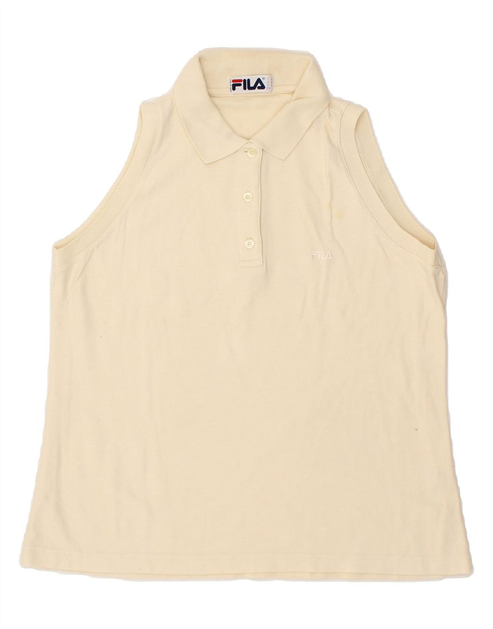 FILA Womens Sleeveless Polo Shirt EU 42 Large Off White Vintage Fila and Second-Hand Fila from Messina Hembry 