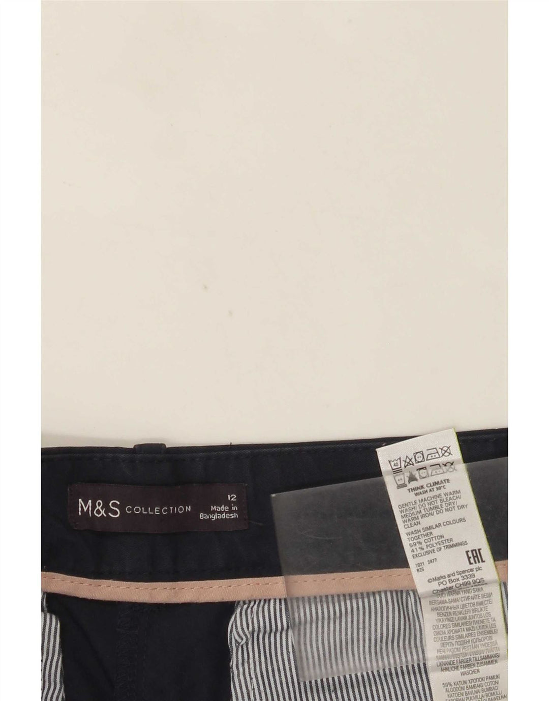Женские шорты чинос Marks & Spencer UK 12, средние W32, темно-синие, хлопок