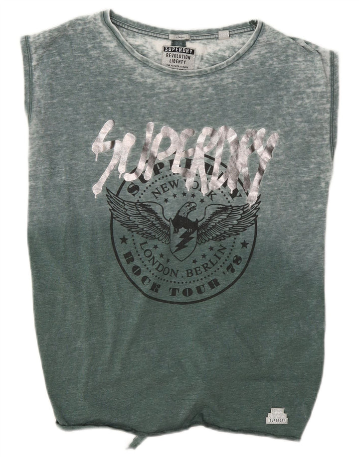 Женский оверсайз-жилет с графическим рисунком Superdry, Великобритания, 8, маленький, зеленый, хлопок