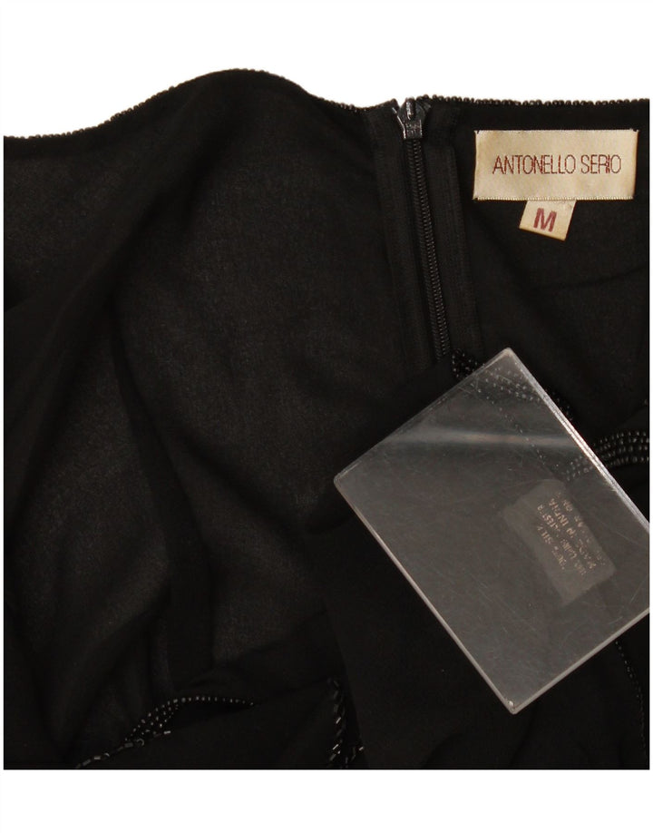 Женский топ на бретельках Antonello Serio UK 12, средний черный с цветочным принтом