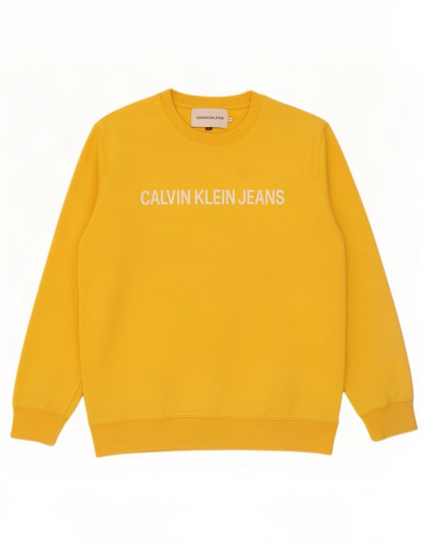 Мужской свитшот с рисунком Calvin Klein Jeans, джемпер XL, желтый хлопок