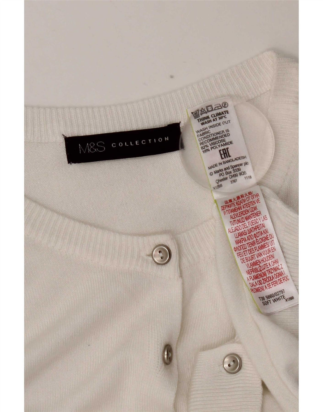 Женский укороченный кардиган Marks & Spencer UK 12, средний белый вискоза