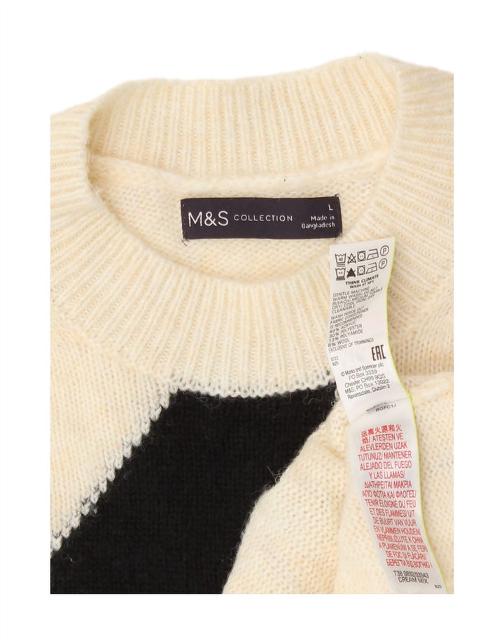 Женский джемпер с круглым вырезом Marks & Spencer, Великобритания 16, большой Off White