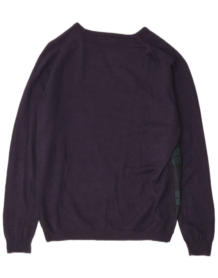 Мужской свитер с вырезом «лодочка» ZARA XL, темно-синий в клетку