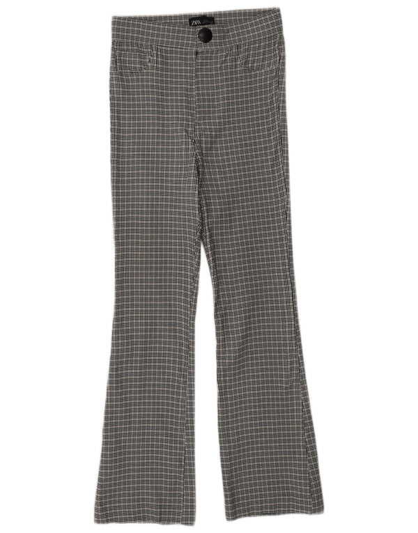 ZARA Womens Bootcut Casual Trousers Small W26 L26 Grey Chevron