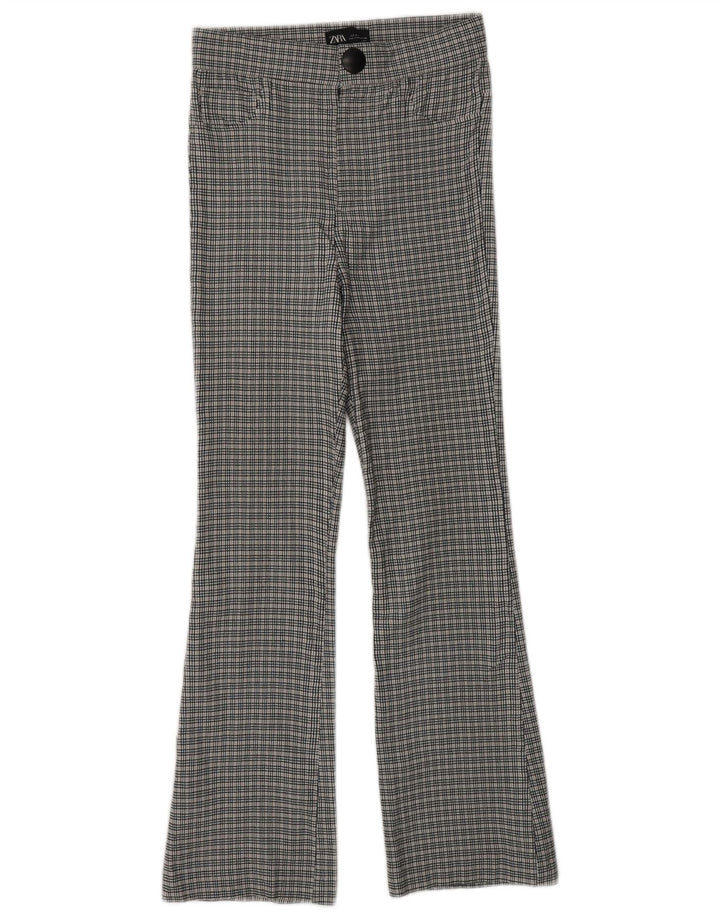 Женские повседневные брюки ZARA Bootcut, маленькие W26 L26, серые с шевроном