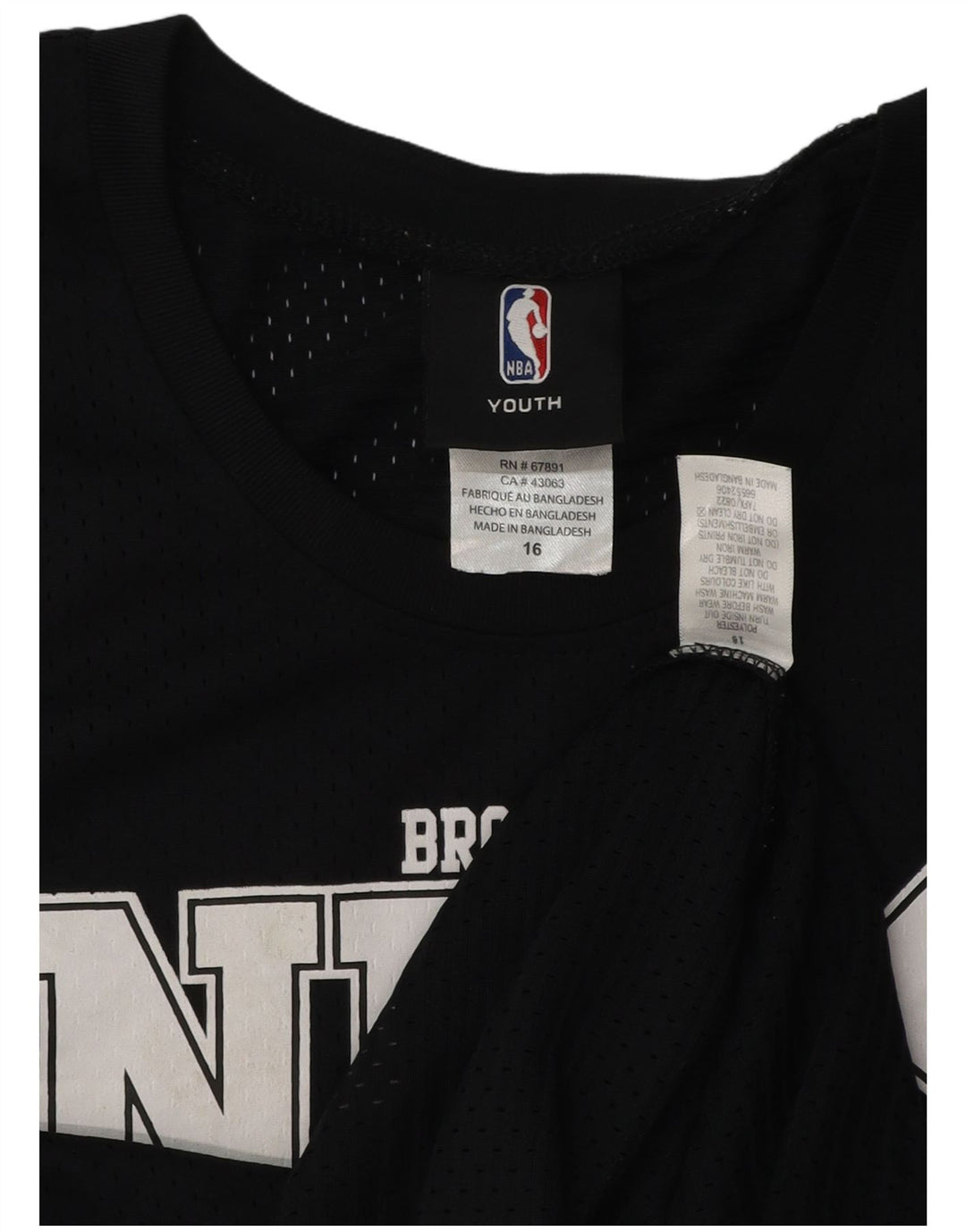 Жилет с графическим рисунком NBA для мальчиков Brooklyn Nets, черный полиэстер, 15–16 лет