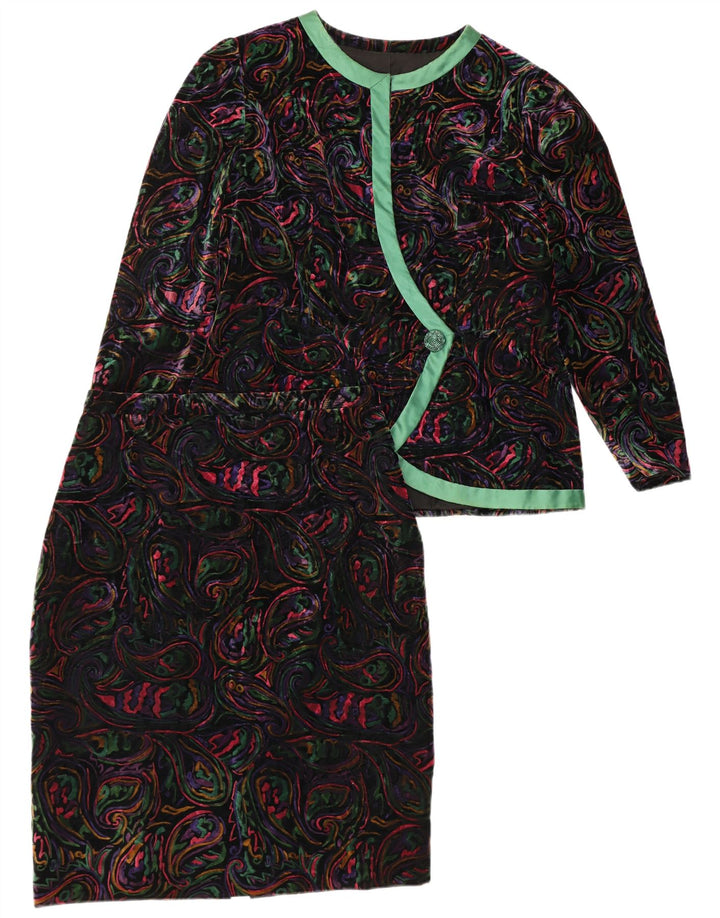 ВИНТАЖНЫЙ комплект женской юбки из 2 предметов на 1 пуговице, Великобритания 12, средний W32, разноцветный