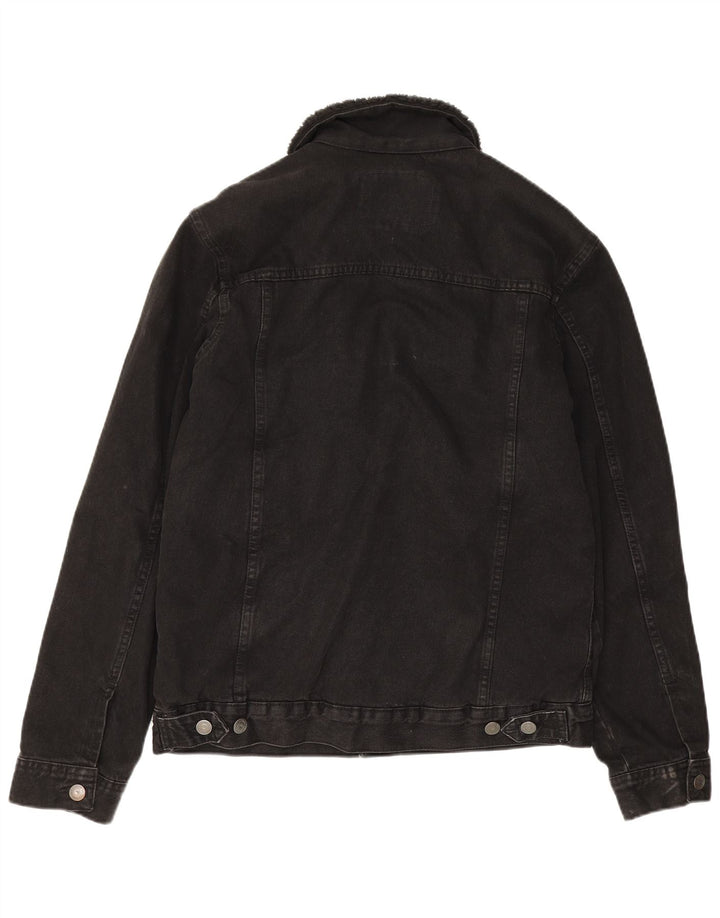 Мужская джинсовая куртка Zara Sherpa UK 38, средний черный полиэстер