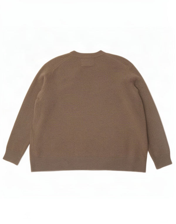 Женский свободный джемпер с v-образным вырезом Zara UK 14, средний, хаки, кашемир