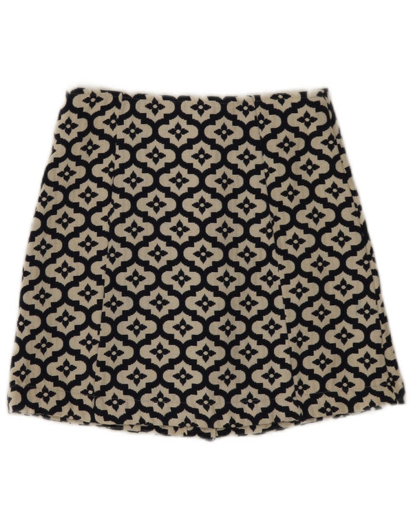 Женская мини-юбка Topshop UK 8, маленькая W26, черный хлопок с цветочным принтом