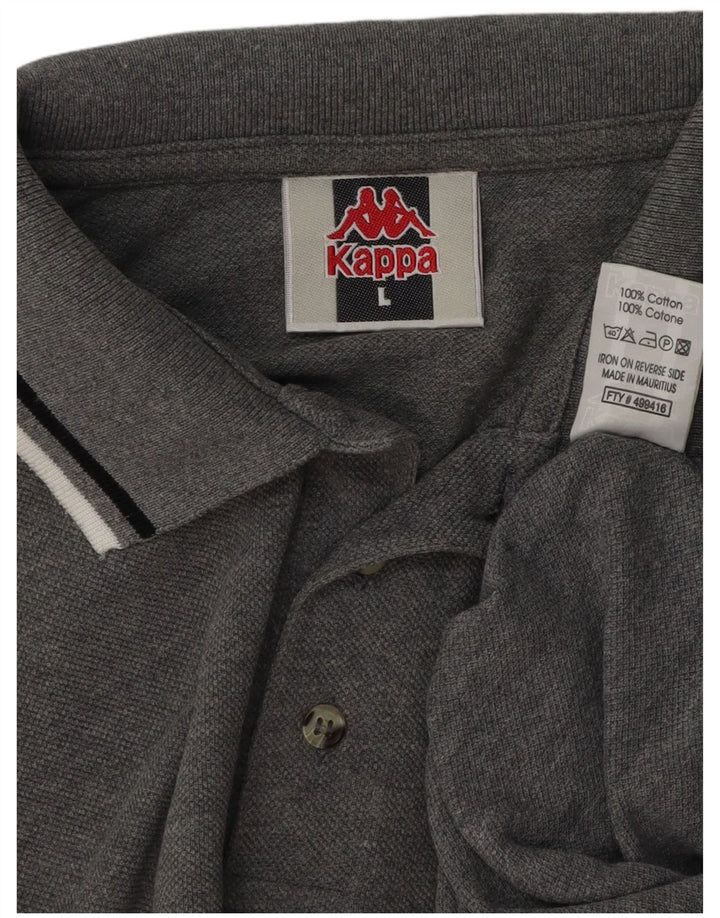 KAPPA Mens Polo Shirt Large Grey Cotton