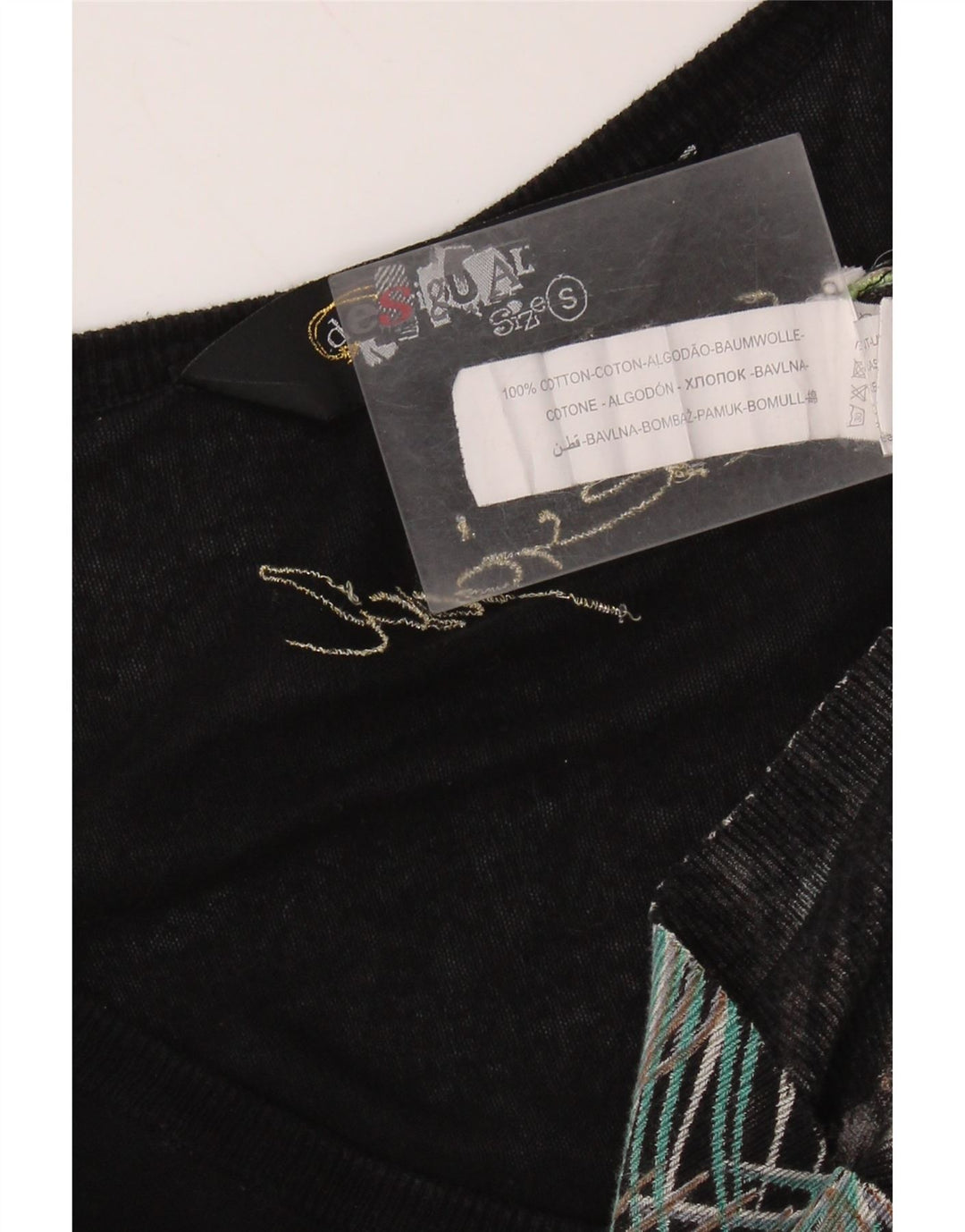 Женский джемпер с v-образным вырезом и абстрактным узором DESIGUAL UK 10, маленький черный цвет