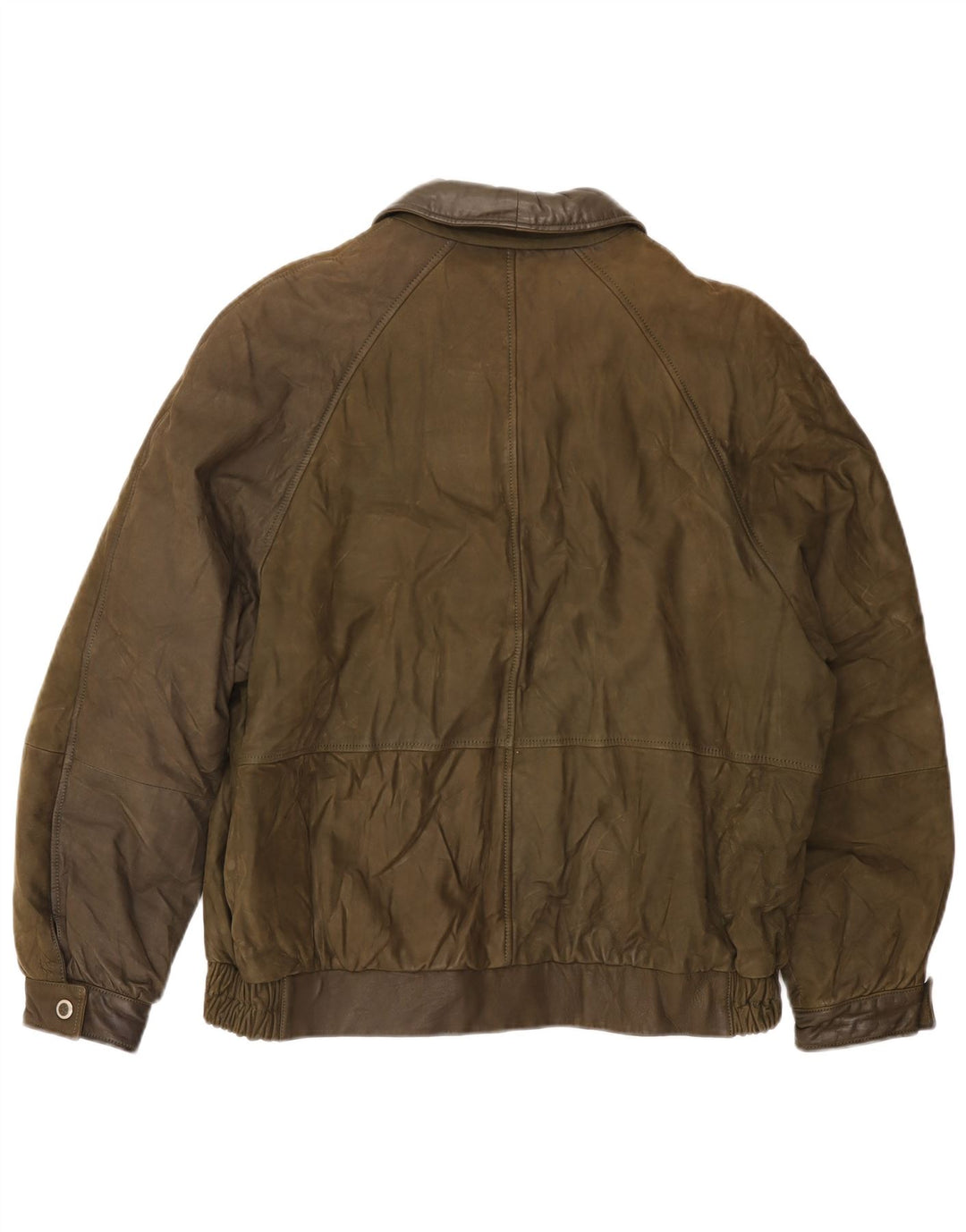 Винтажная мужская кожаная куртка UK 42 XL зеленая