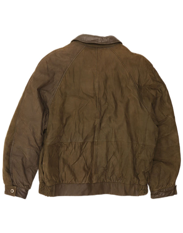 Винтажная мужская кожаная куртка UK 42 XL зеленая