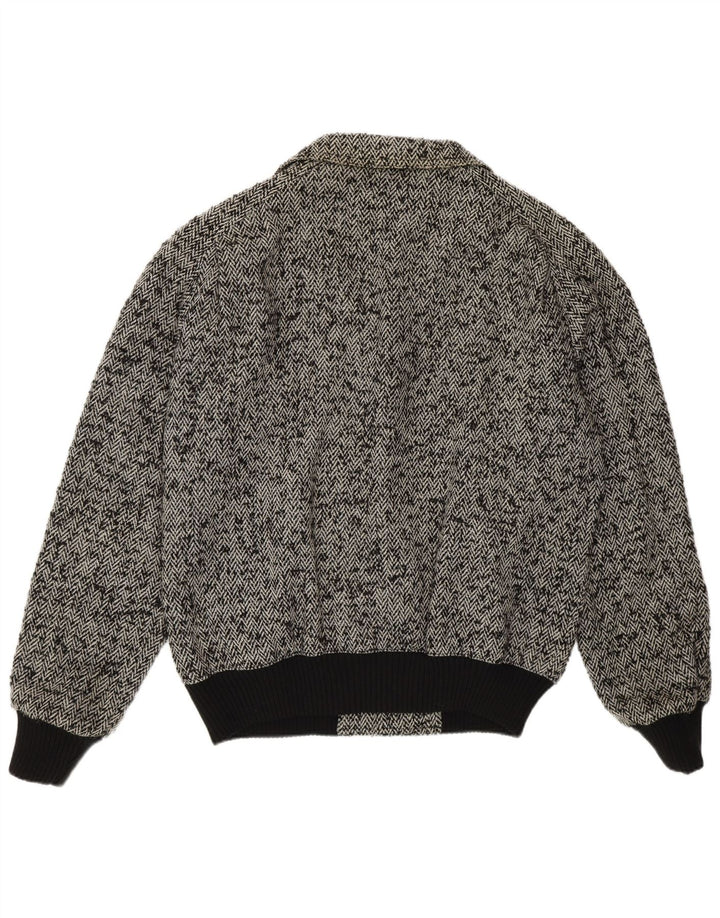 Мужская куртка-бомбер Bignami UK 42 XL серая шерстяная с узором "елочка"