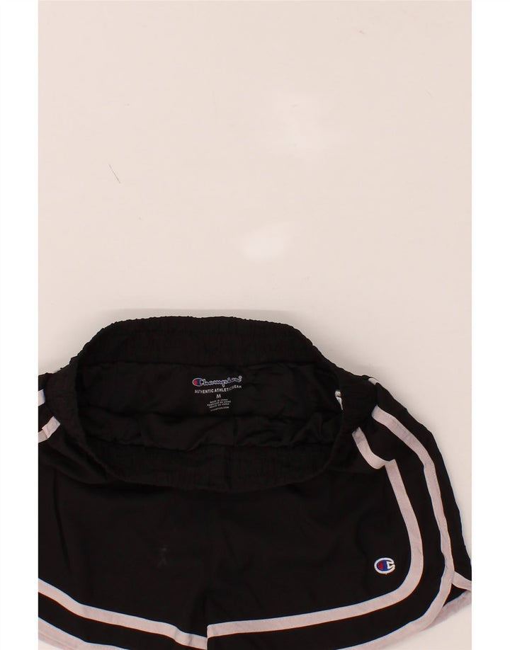 CHAMPION Womens Sport Shorts UK 12 Medium Black Polyester Vintage Champion and Second-Hand Champion from Messina Hembry 