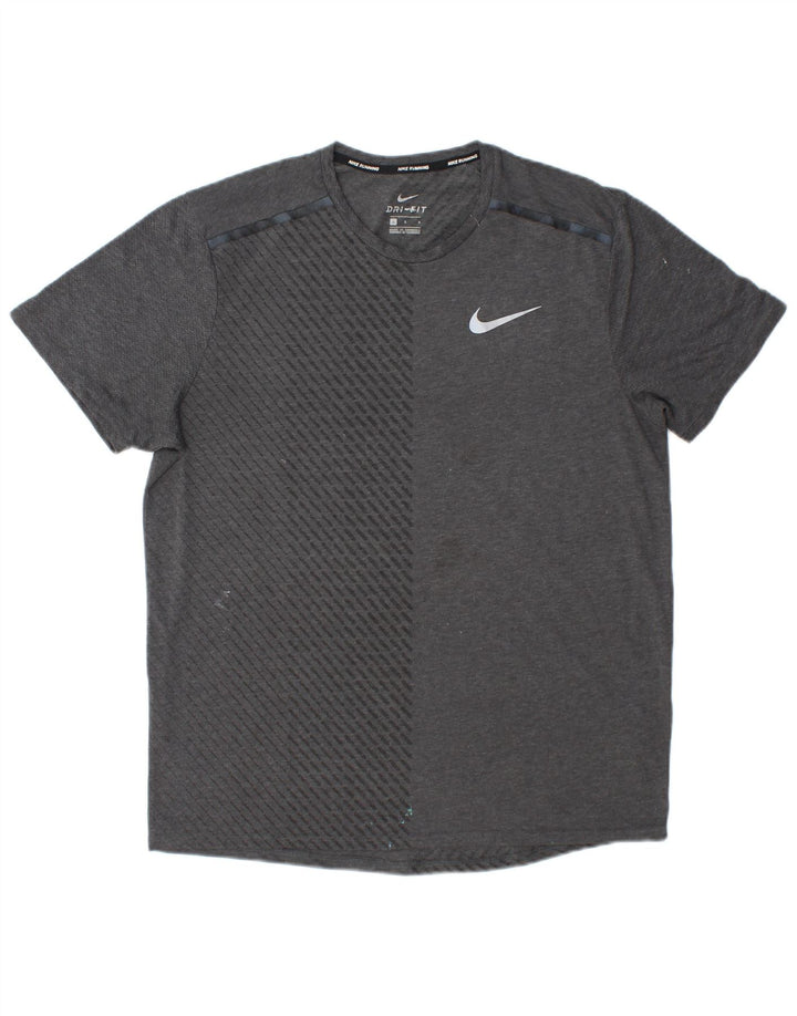 Мужская футболка Nike Dri Fit, большой серый полиэстер с цветными блоками