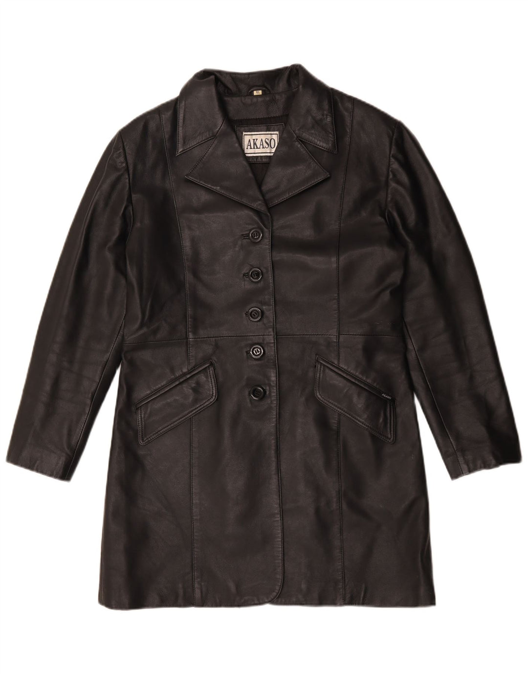 Женское кожаное пальто Akaso UK 18 XL, черное кожаное