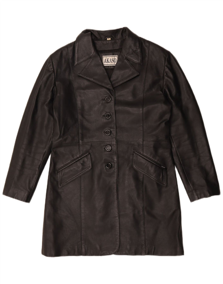 Женское кожаное пальто Akaso UK 18 XL, черное кожаное
