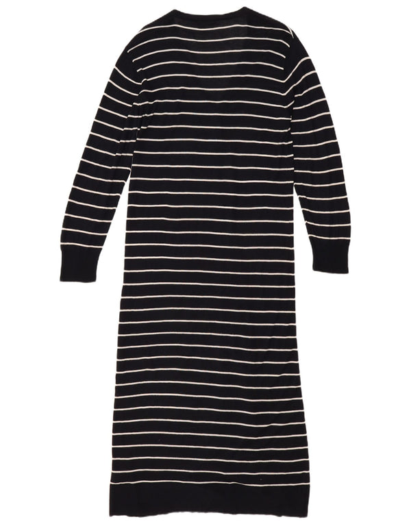 Женский удлиненный кардиган Zara UK 14, средний черный в полоску из вискозы