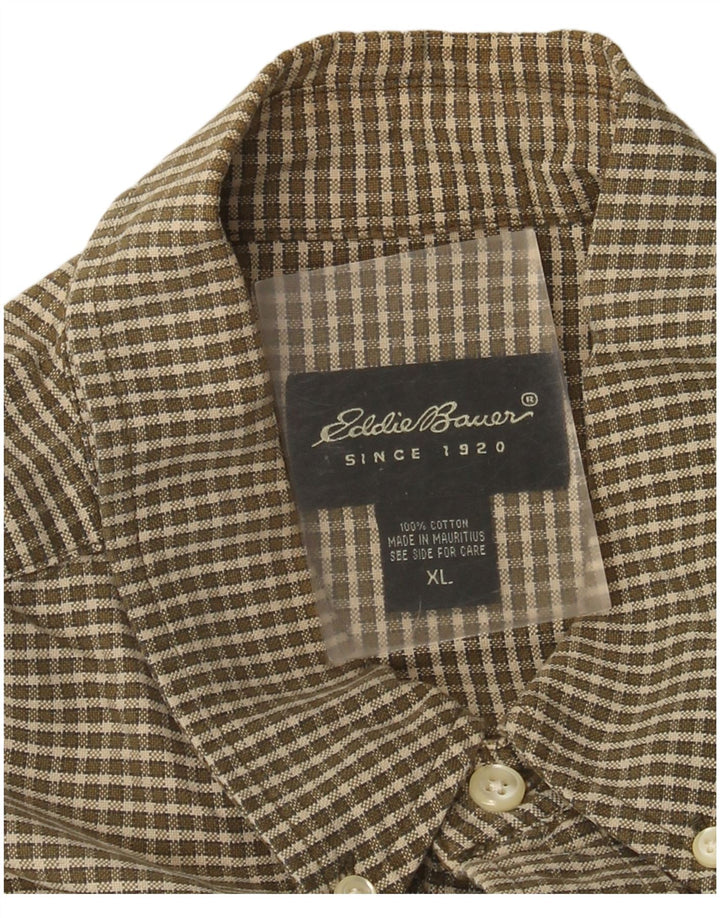 Мужская рубашка Eddie Bauer XL, коричневая клетка, хлопок