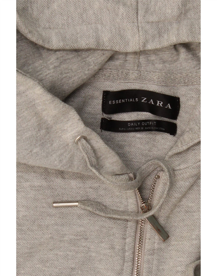 Мужской свитер с капюшоном на молнии Zara, маленький серый