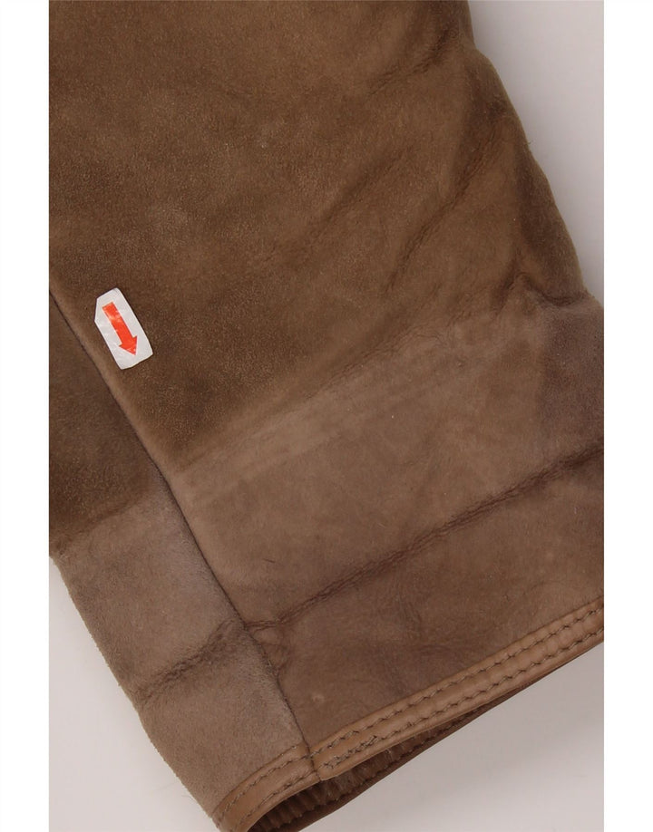 Винтажная женская дубленка EU 42, большая бежевая дубленка