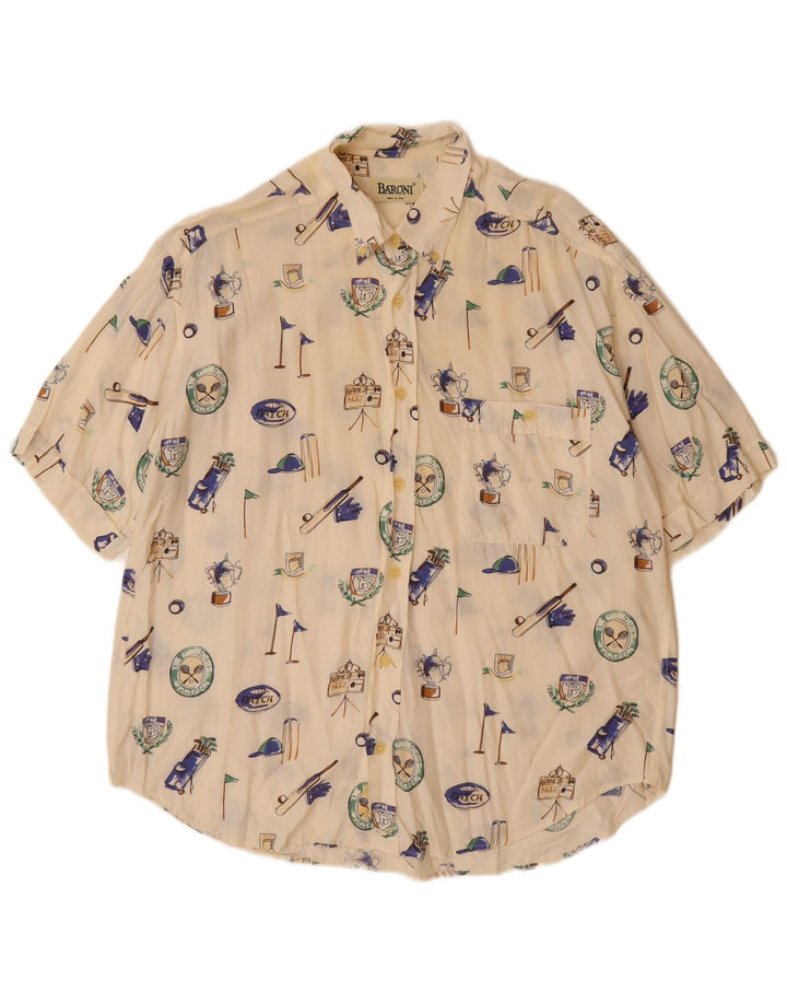 Мужская рубашка с коротким рукавом BARONI, белая, вискоза, большой размер