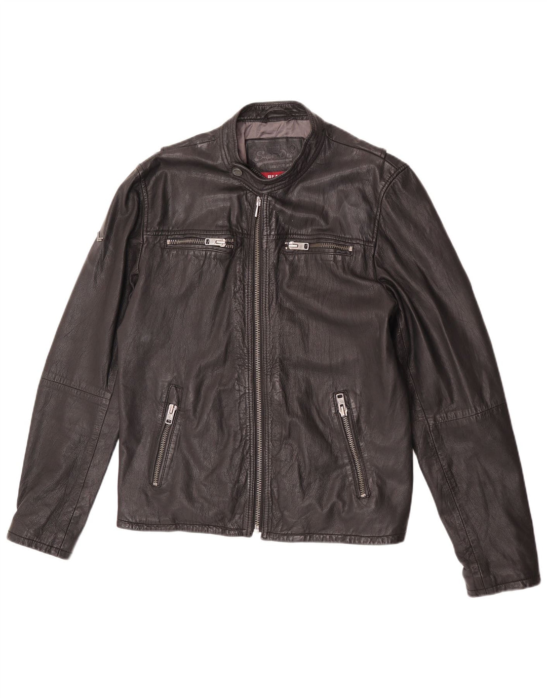 Женская кожаная куртка-гонщик Superdry UK 18 XL, черная кожа