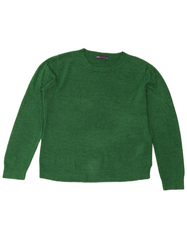 Marks & Spencer Womens Boat Neck Jumper Sweater UK 16 Large Green Acrylic