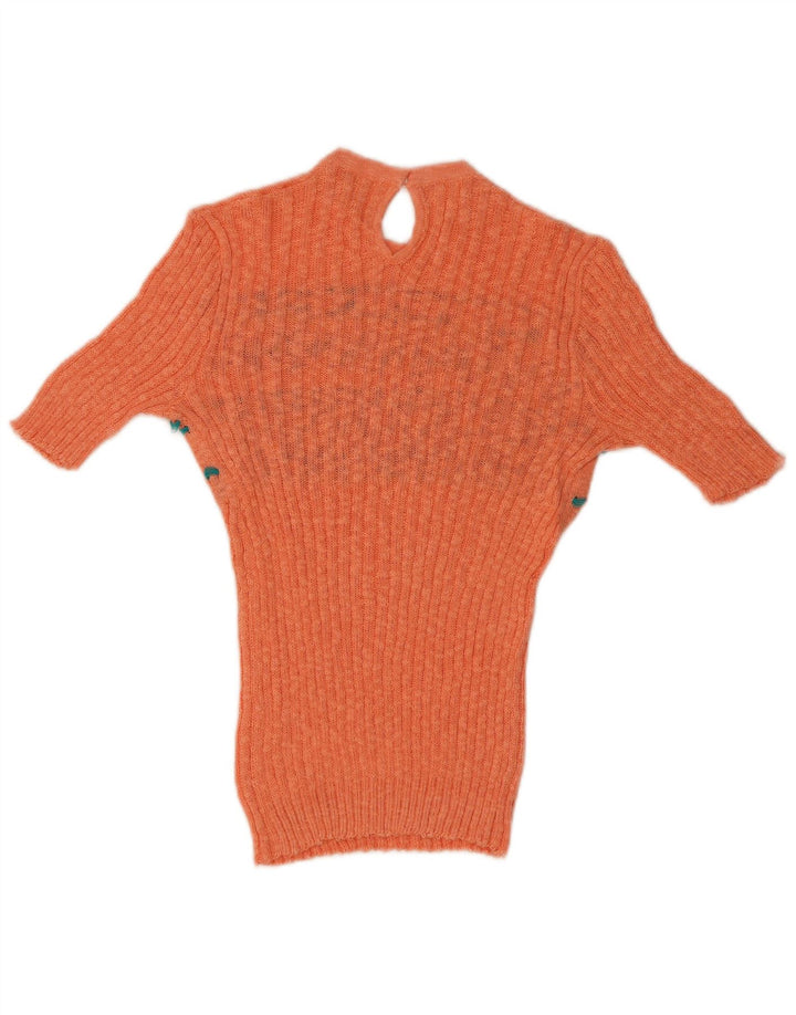 Винтажная женская вязаная блузка Top IT 46, большая оранжевая Fair Isle