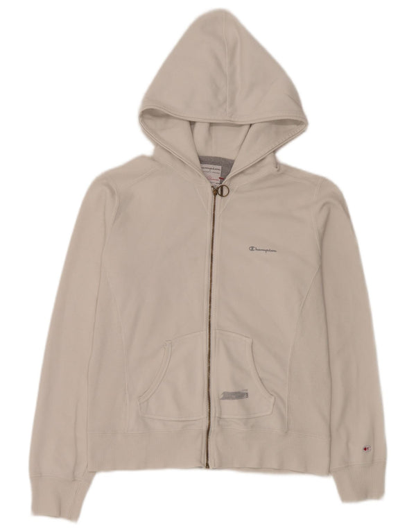 Champion Womens Regular Fit Zip Hoodie Sweater UK 12 Medium White Sports