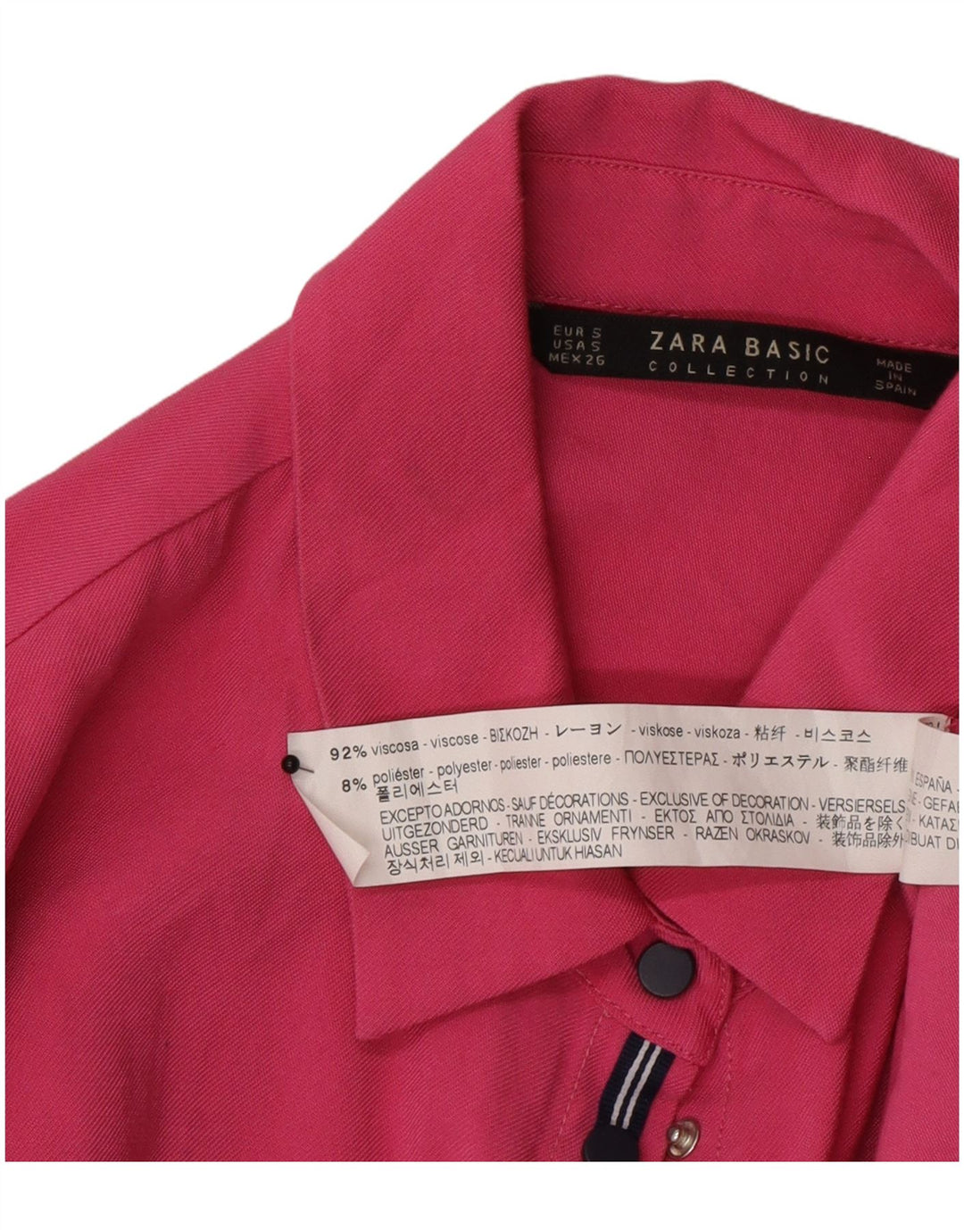 Женская блузка-рубашка оверсайз Zara UK 10, маленькая розовая вискоза