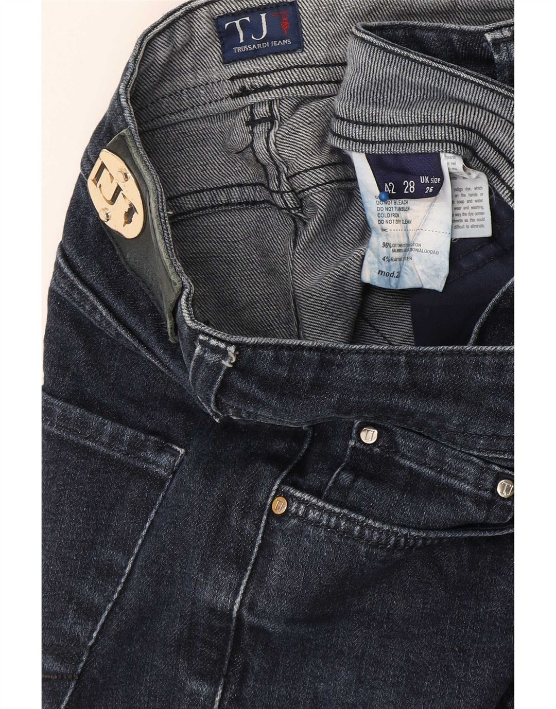 Женские узкие джинсы Trussardi W26 L28 Темно-синие, хлопок
