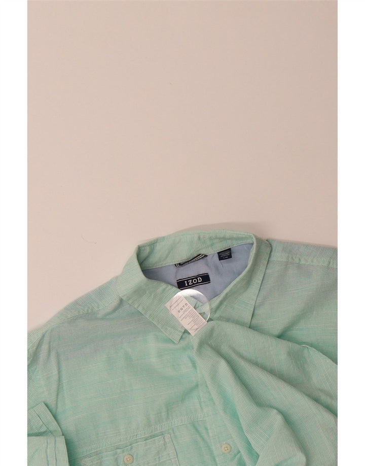 IZOD Mens Short Sleeve Shirt Large Blue Pinstripe Cotton Vintage Izod and Second-Hand Izod from Messina Hembry 