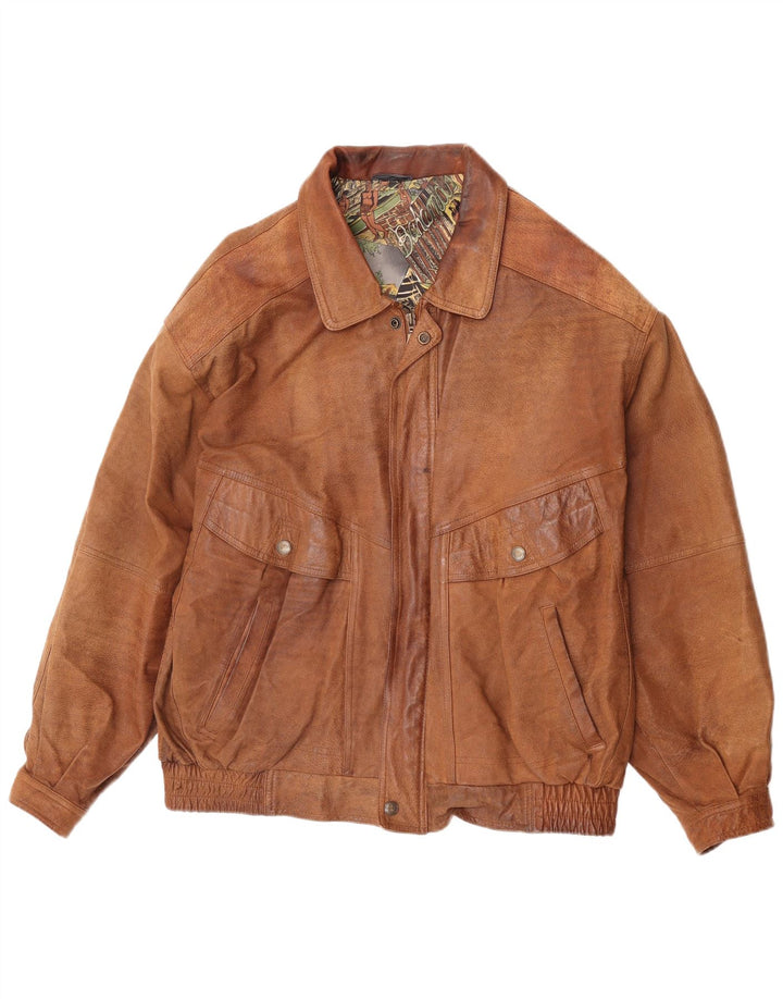 Винтажная мужская кожаная куртка UK 42 XL Коричневая кожаная