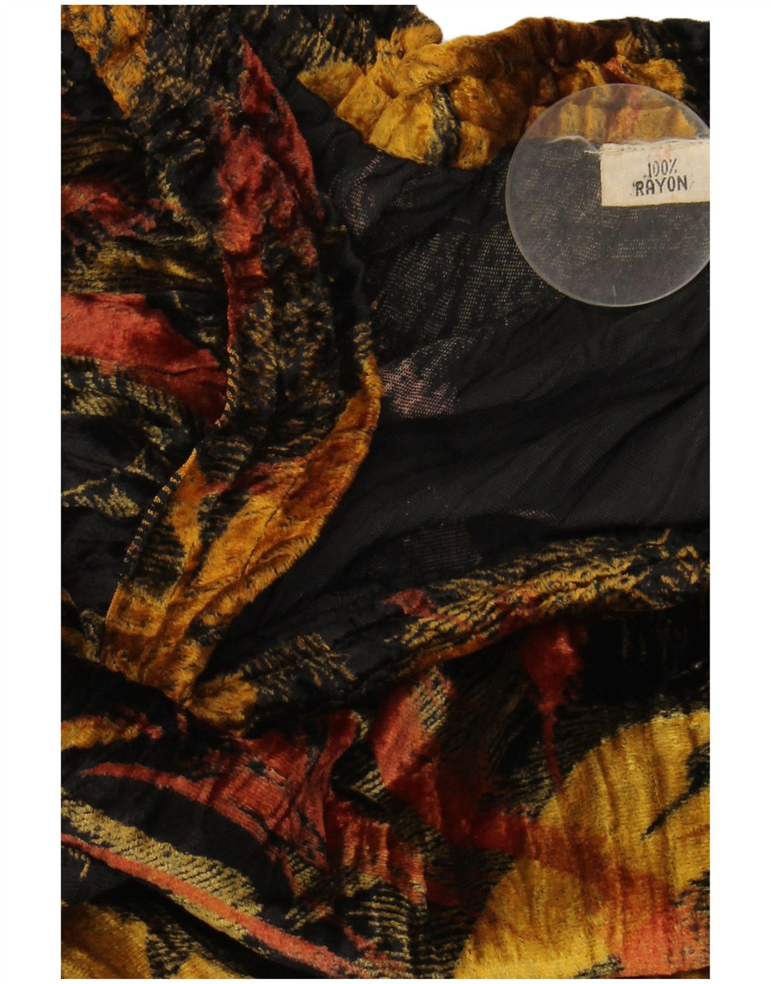 ВИНТАЖНАЯ женская велюровая юбка-трапеция W38 XL, черный вискоза с цветочным принтом