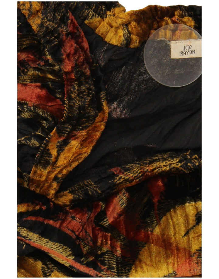 ВИНТАЖНАЯ женская велюровая юбка-трапеция W38 XL, черный вискоза с цветочным принтом