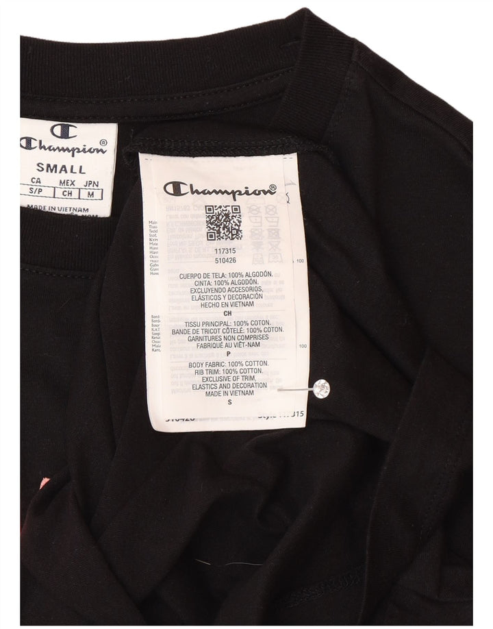 CHAMPION Mens Graphic T-Shirt Top Small Black Cotton