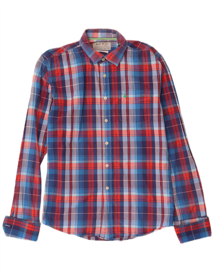 Мужская официальная рубашка Jack Wills, маленькая синяя клетка, хлопок