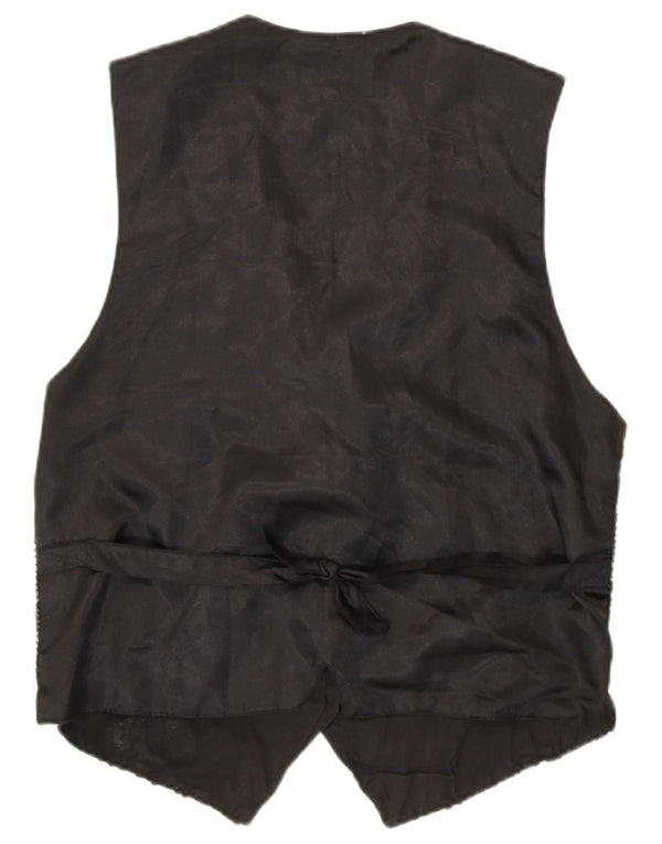 ВИНТАЖНЫЙ женский жилет с пайетками, Великобритания 14, средний черный хлопок, 80-е годы