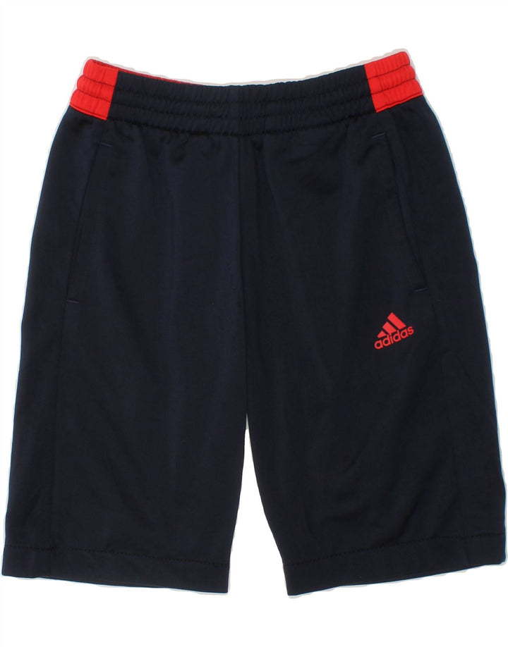 ADIDAS Boys Sport Shorts 9-10 Years  Navy Blue Polyester Vintage Adidas and Second-Hand Adidas from Messina Hembry 