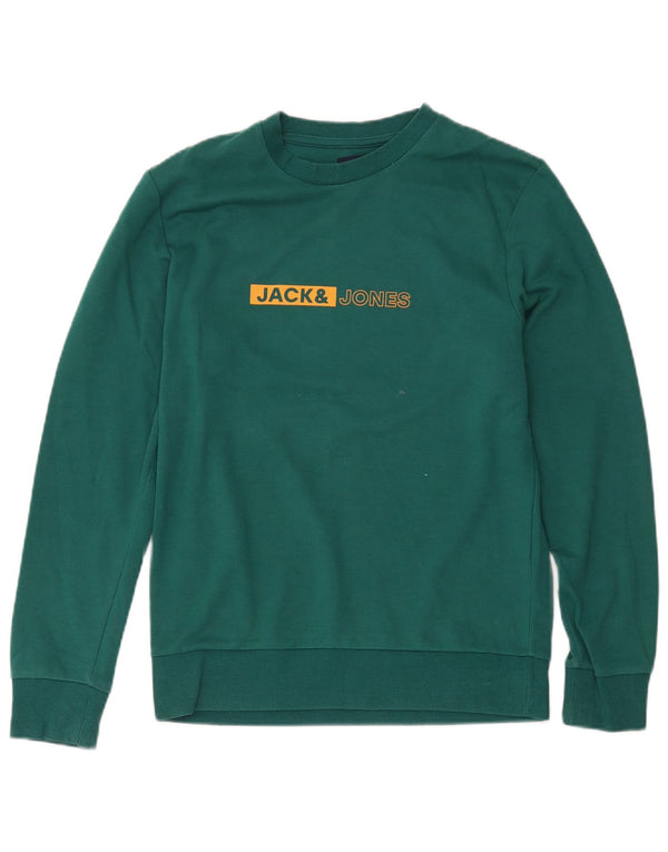Мужской свитшот с рисунком Jack & Jones, маленький зеленый хлопковый джемпер